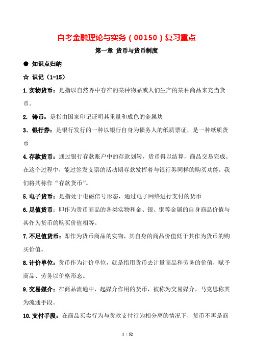 自考 金融理论与实务复习资料