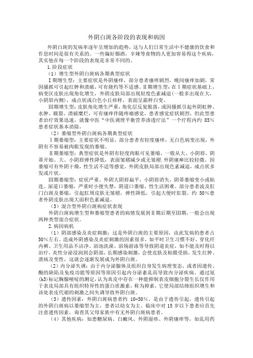 武汉中原医院讲解外阴白斑各阶段的表现和病因