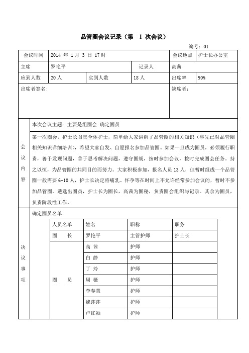 心内一科品管圈活动资料完成稿