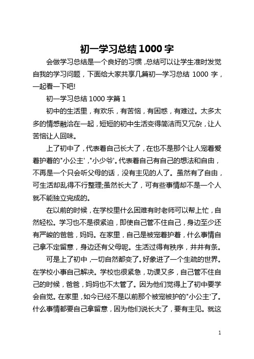 初一学习总结1000字