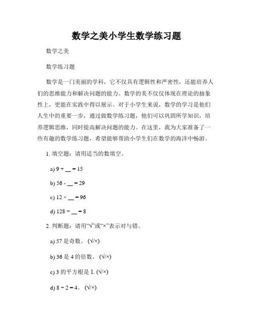 数学之美小学生数学练习题