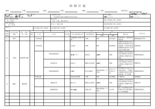 控 制 计 划---镀锌