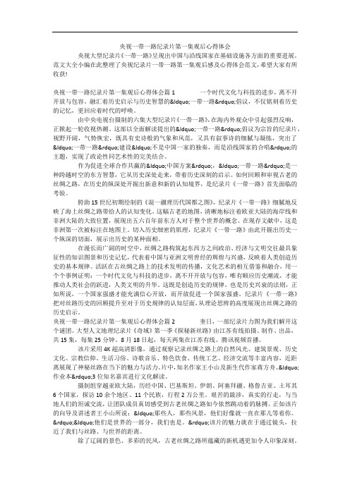 央视一带一路纪录片第一集观后心得体会