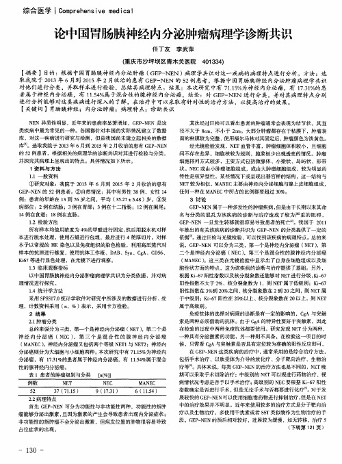 论中国胃肠胰神经内分泌肿瘤病理学诊断共识