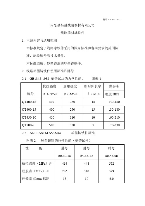 球墨铸铁标准