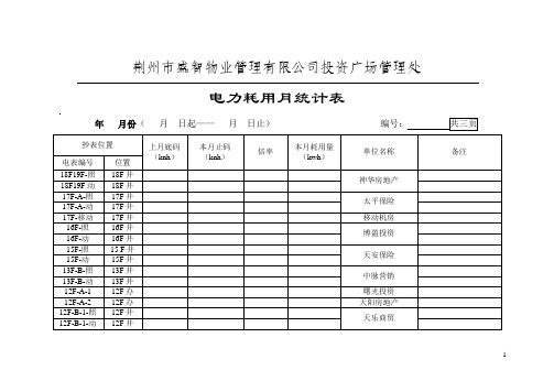 电力耗用统计表