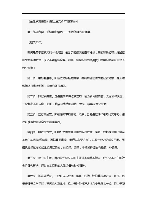 高中语文必修一《单元学习任务》(第二单元)PPT配套资料