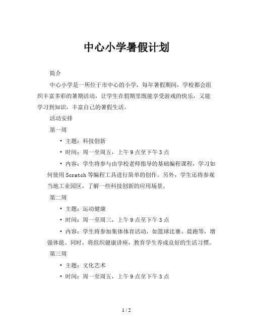 中心小学暑假计划