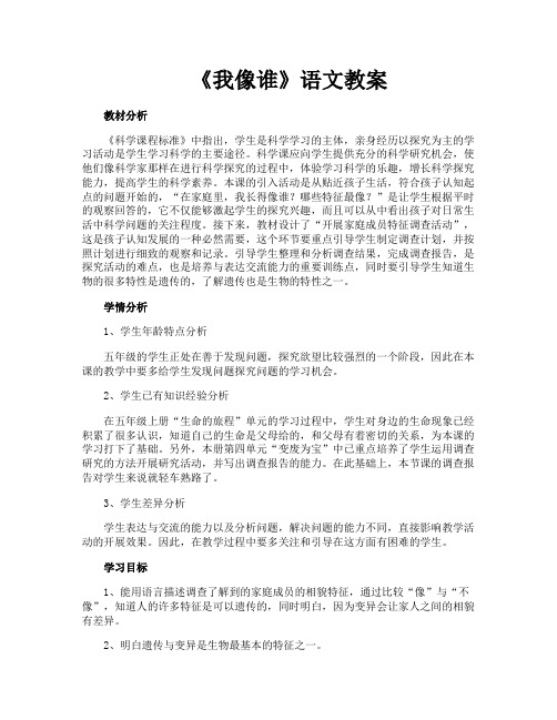 《我像谁》语文教案