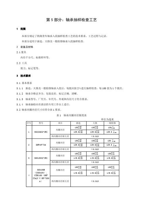 第5部分 轴承抽样检查工艺