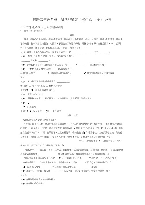 二年级最新二年级考点_阅读理解知识点汇总(全)经典