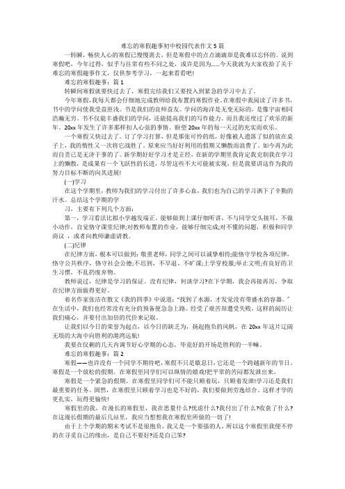 难忘的寒假趣事初中校园代表作文5篇