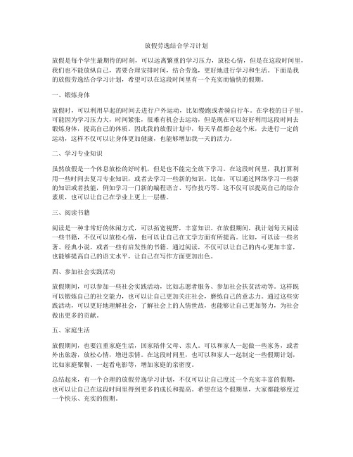 放假劳逸结合学习计划