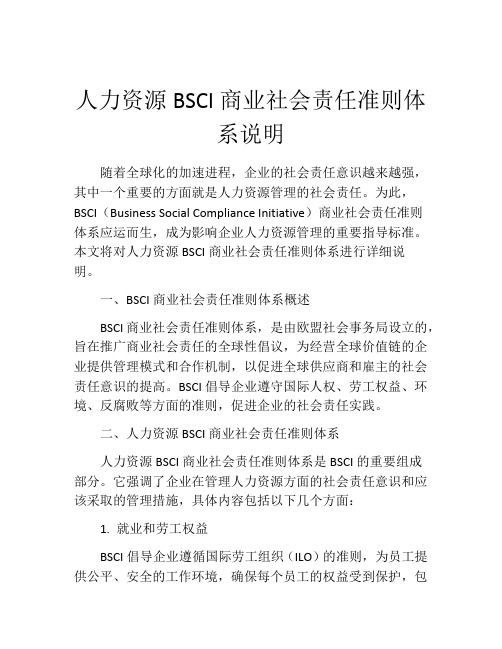 人力资源BSCI商业社会责任准则体系说明