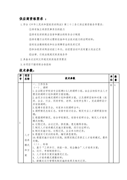 供应商资格要求