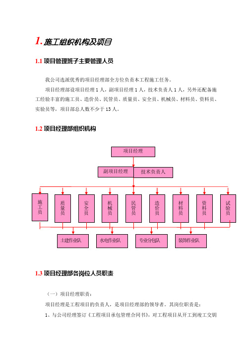 施工组织机构及项目