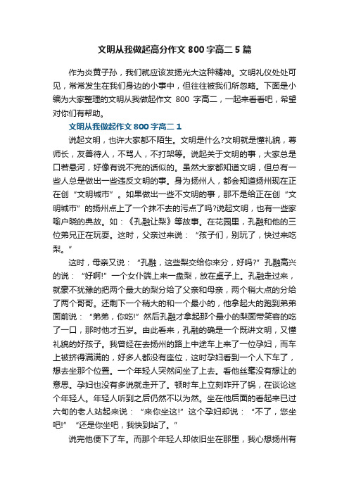 文明从我做起高分作文800字高二5篇