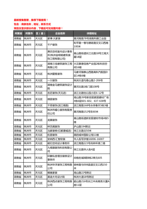 新版湖南省株洲市天元区装修公司企业公司商家户名录单联系方式地址大全75家