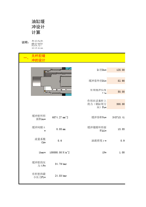 液压缸缓冲间隙参数计算