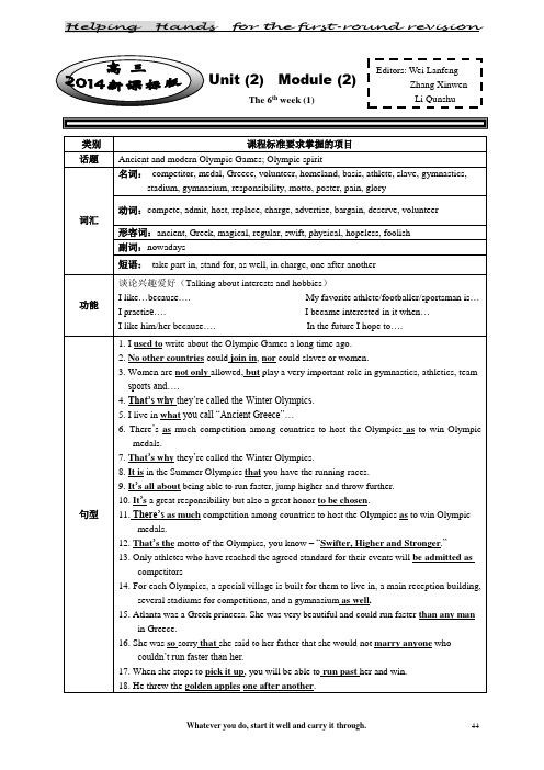 必修二unit2 导学案 一模复习