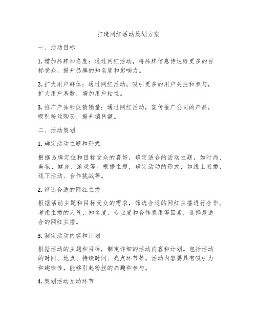 打造网红活动策划方案