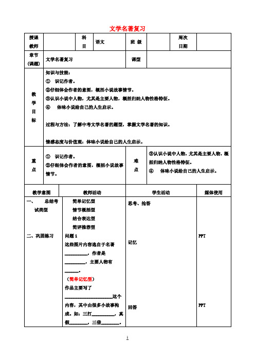 中考语文文学名著复习教案