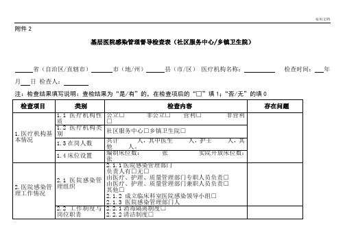 基层医院感染管理督导检查表