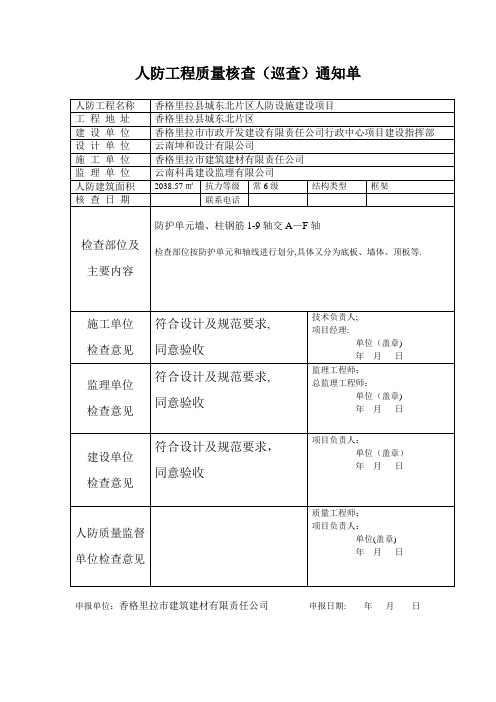 二、1-(10)人防工程质量核查(巡查)记录