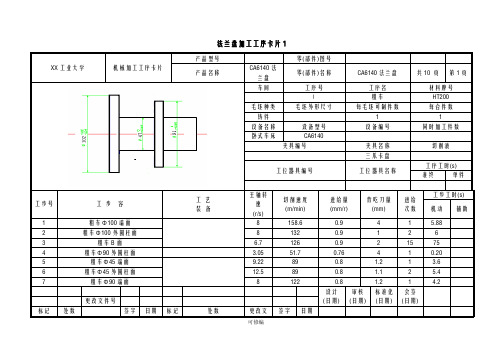 法兰盘工序卡片