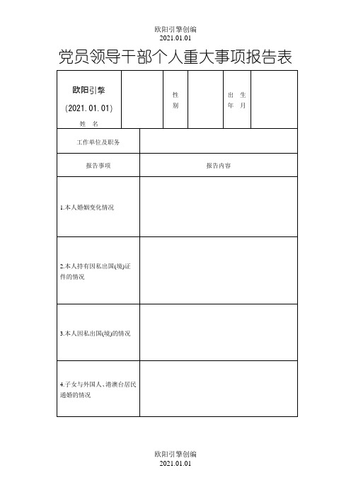 党员领导干部个人重大事项报告表之欧阳引擎创编
