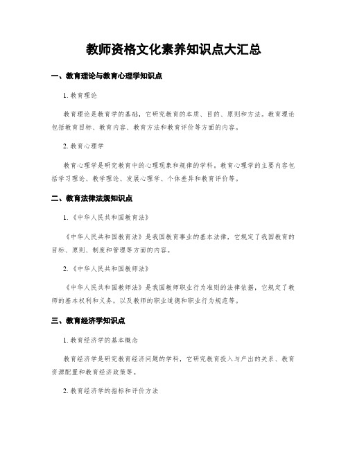 教师资格文化素养知识点大汇总