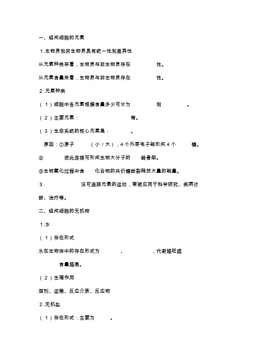 高考生物总复习例题讲解：组成细胞的分子