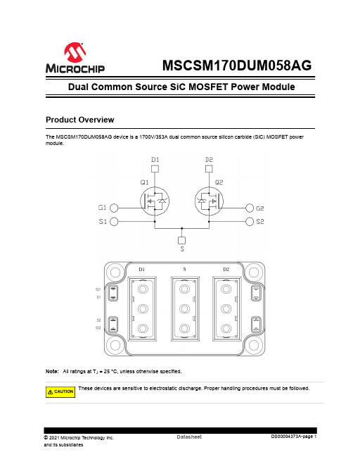 MSCSM170DUM058AG 1700V 353A双常源SiC MOSFET电源模块产品概述说明