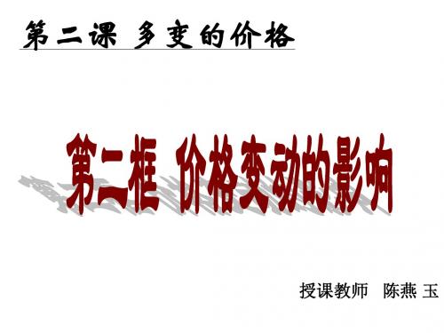 高中政治人教版必修一《经济生活》2.2 价格变动的影响课件(共24张PPT)