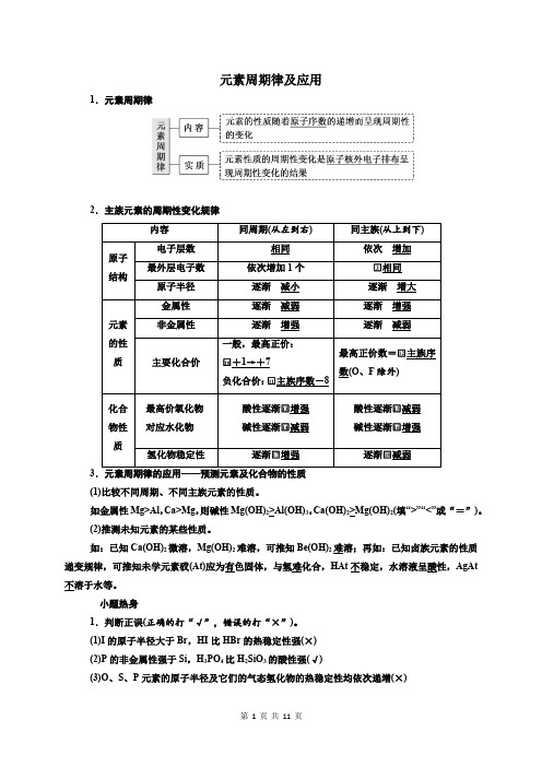 元素周期律及应用