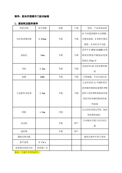 车库门技术标准