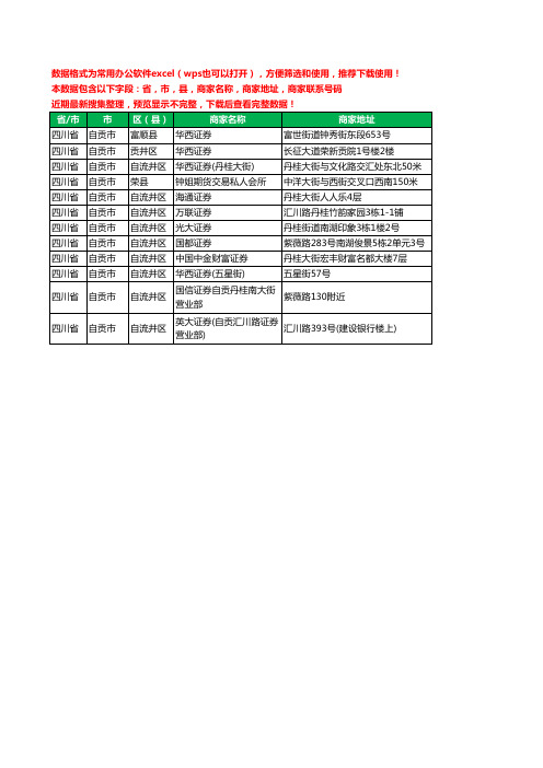 2020新版四川省自贡市证券工商企业公司商家名录名单黄页联系电话号码地址大全12家