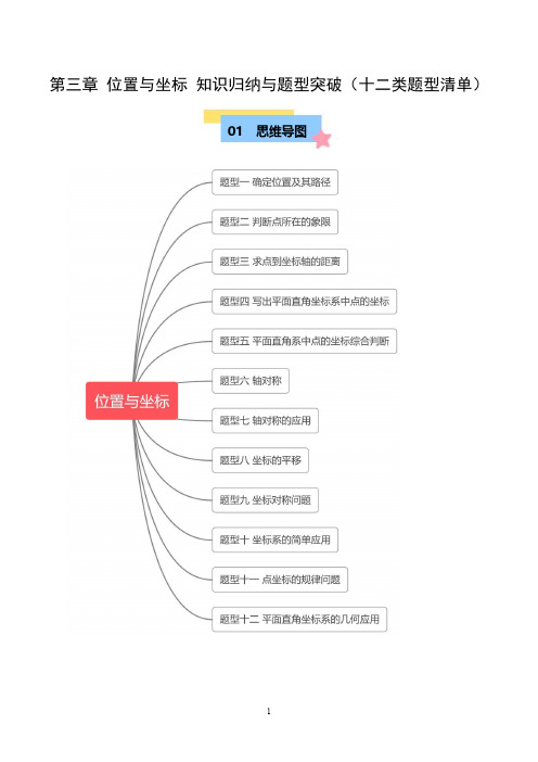 北师版八年级数学上册  第三章 位置与坐标 知识归纳与题型突破(十二类题型清单)