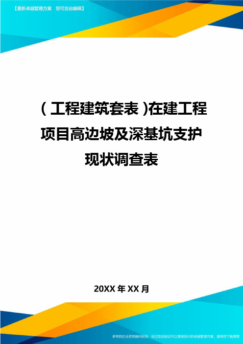 (工程建筑套表)在建工程项目高边坡及深基坑支护现状调查表最新版