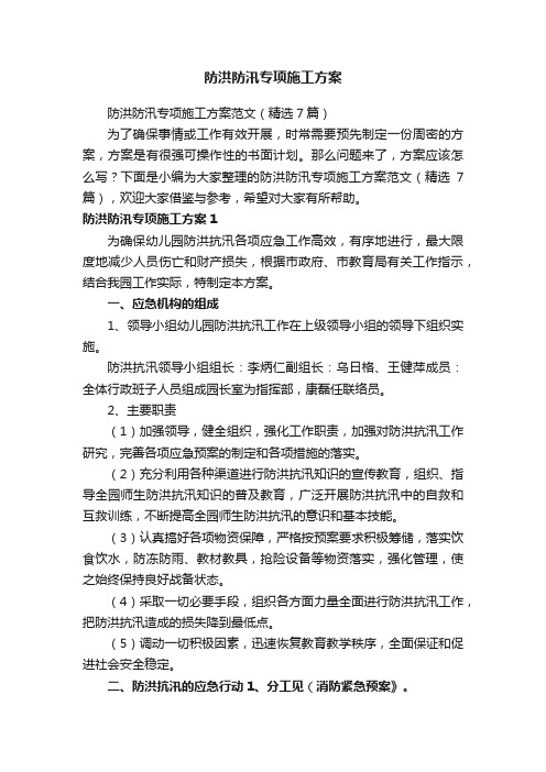 防洪防汛专项施工方案