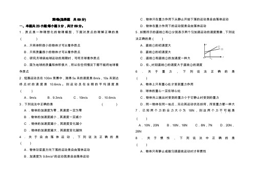 2020学年度高二年级物理学业水平调研考试