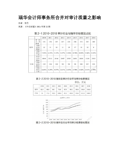 瑞华会计师事务所合并对审计质量之影响