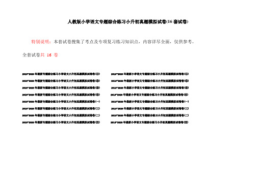 人教版小学语文专题综合练习小升初真题模拟试卷(16套试卷)