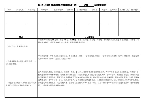 2018春月考一考情分析九年级化学