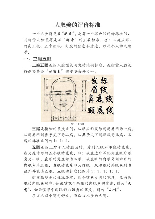 人脸美的评价标准