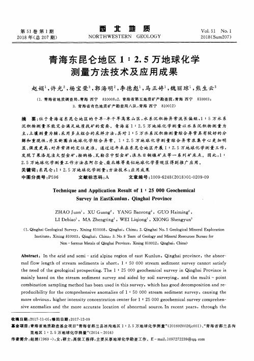 青海东昆仑地区1：2.5万地球化学测量方法技术及应用成果