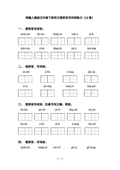 部编人教版五年级下册语文看拼音写词语练习(15道)