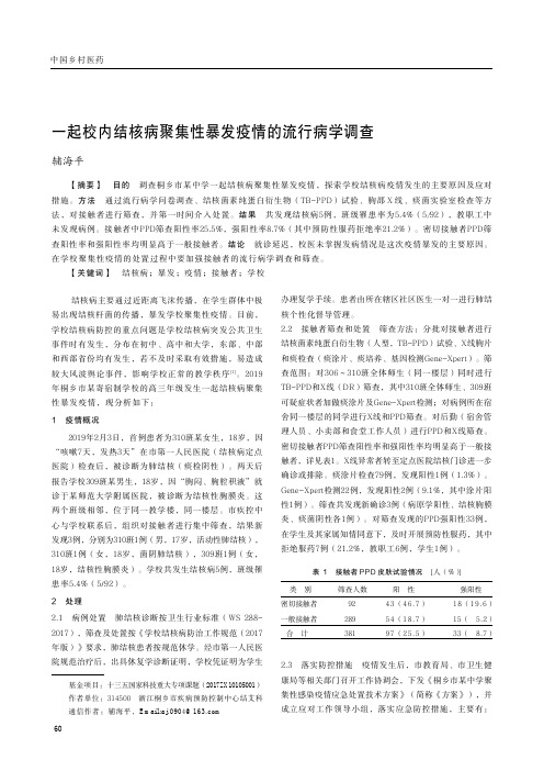 一起校内结核病聚集性暴发疫情的流行病学调查