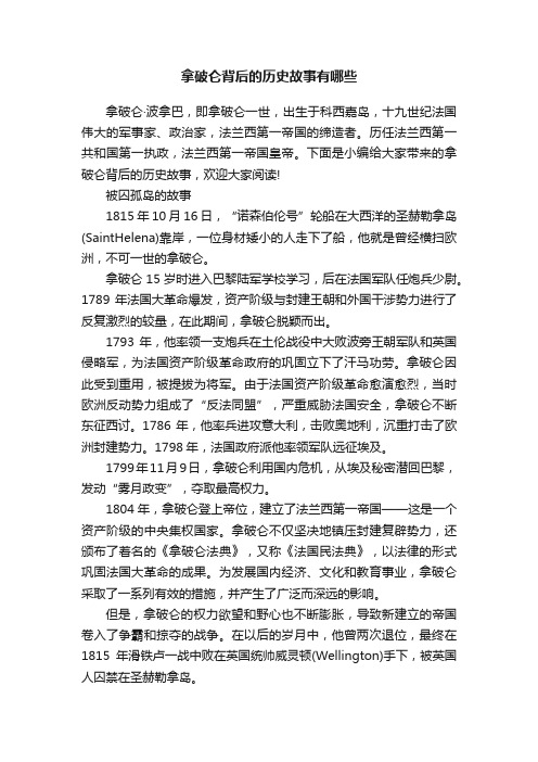 拿破仑背后的历史故事有哪些