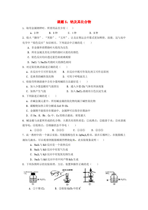 吉林省吉林市第一中学校2020届高考化学一轮训练案 课题5 钠及其化合物(无答案)